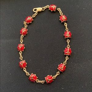 Gorgeous 8” 14k gold Lady Bug Bracelet